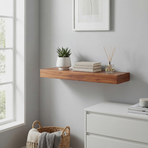 24" Aru OptiAREA Floating Teak Wall Shelf